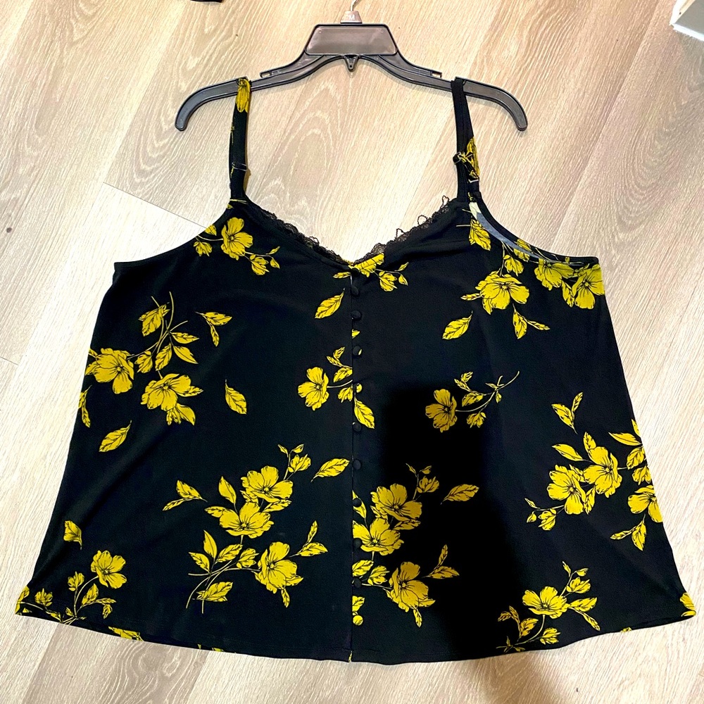Torrid Black & Yellow Floral Adjustable Strap Top